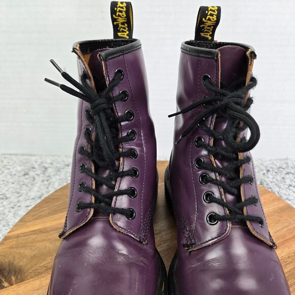 Vtg Dr. Martens Made in England 1460 Purple Leather Trench Combat Boot UK 3 US 5 - Picture 8 of 15